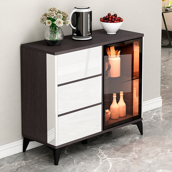 Contemporary Sideboard Cabinet Engineered Wood Sideboard Table with Lighting