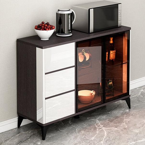 Contemporary Sideboard Cabinet Engineered Wood Sideboard Table with Lighting