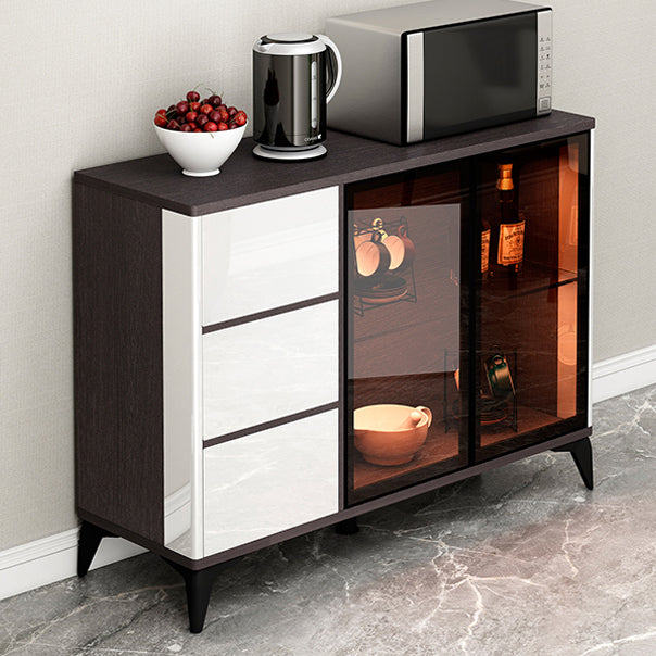 Contemporary Sideboard Cabinet Engineered Wood Sideboard Table with Lighting