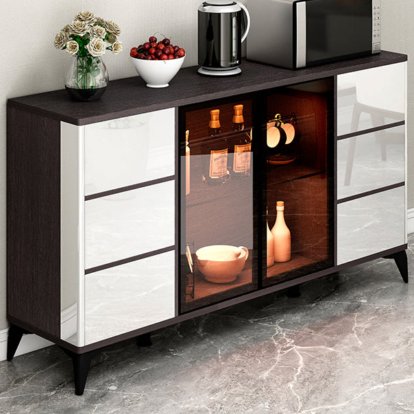 Contemporary Sideboard Cabinet Engineered Wood Sideboard Table with Lighting