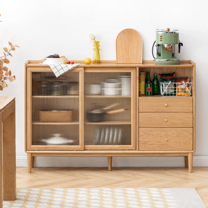 Contemporary Sideboard Cabinet Oak Sideboard Table with Drawers for Dining Room