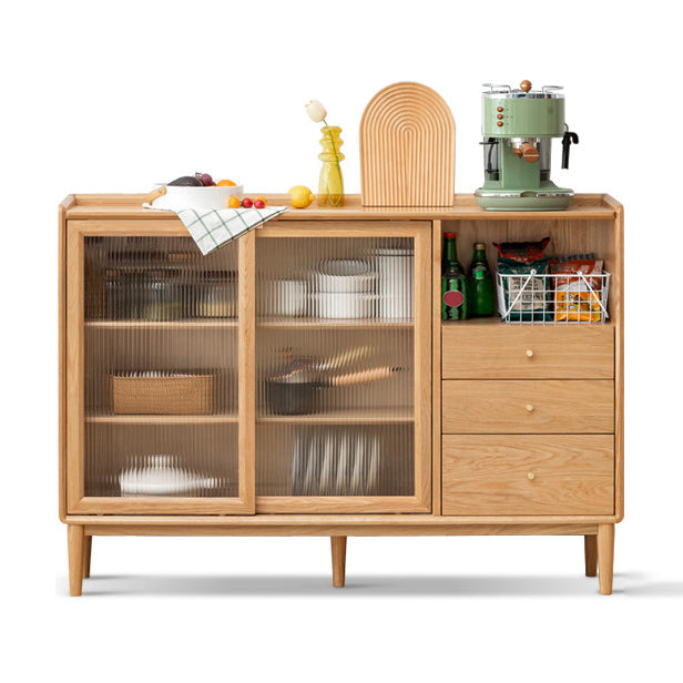 Contemporary Sideboard Cabinet Oak Sideboard Table with Drawers for Dining Room