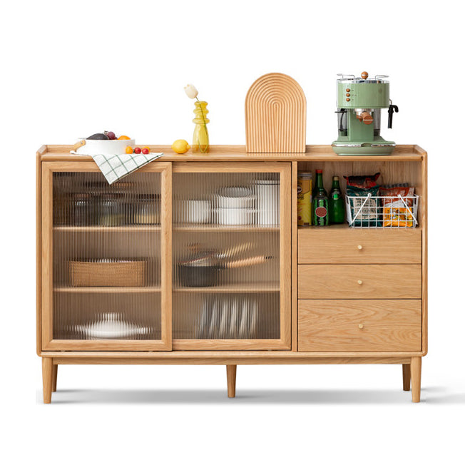 Contemporary Sideboard Cabinet Oak Sideboard Table with Drawers for Dining Room