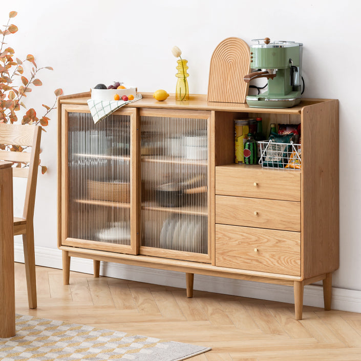 Contemporary Sideboard Cabinet Oak Sideboard Table with Drawers for Dining Room