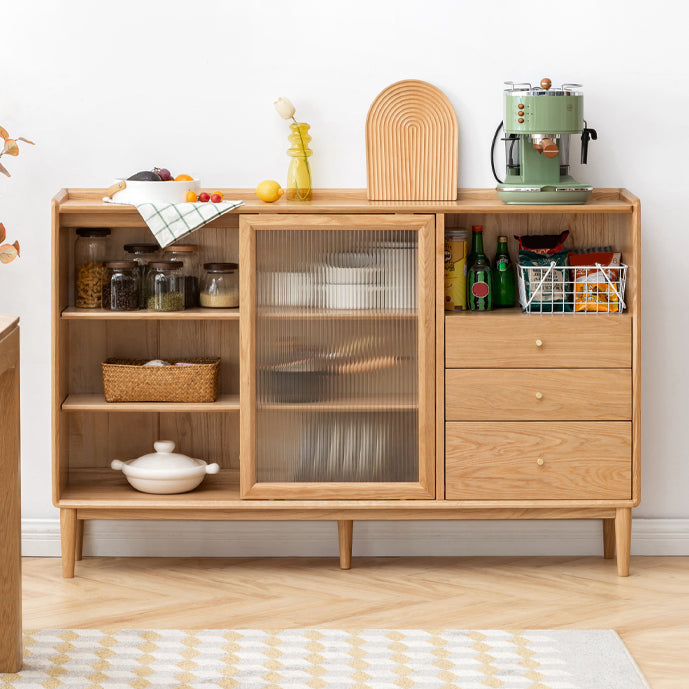 Contemporary Sideboard Cabinet Oak Sideboard Table with Drawers for Dining Room