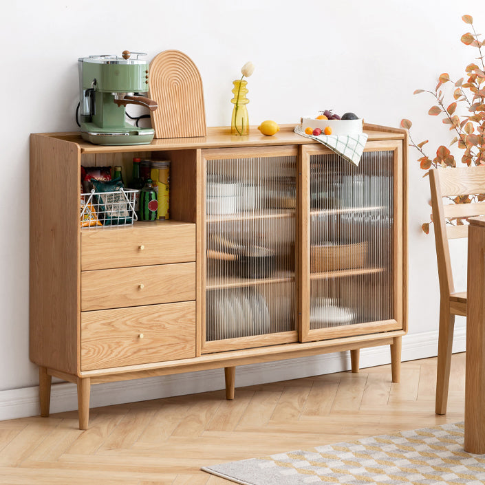 Contemporary Sideboard Cabinet Oak Sideboard Table with Drawers for Dining Room