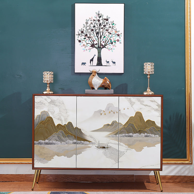 Glam Side Board Birch Sideboard Table with Doors for Dining Room