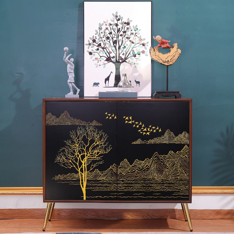 Glam Side Board Birch Sideboard Table with Doors for Dining Room