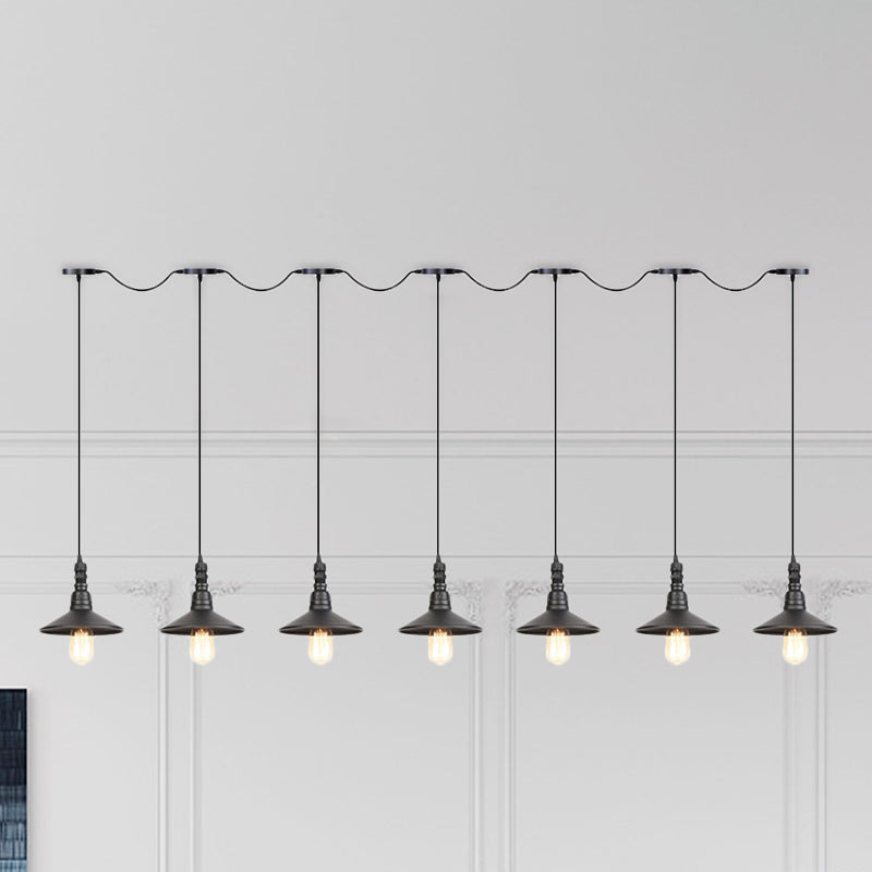 3/5/7 koppen schotel multi hanger licht industriële zwarte afwerking ijzer tandem hangende lamp armatuur