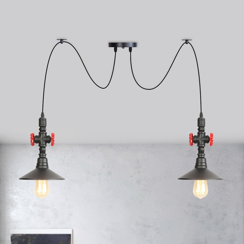 Iron Black Black Multi Light lampadario Saucer 2/3/6 teste antiché Swag Affermazione a sospensione con arredamento valvola