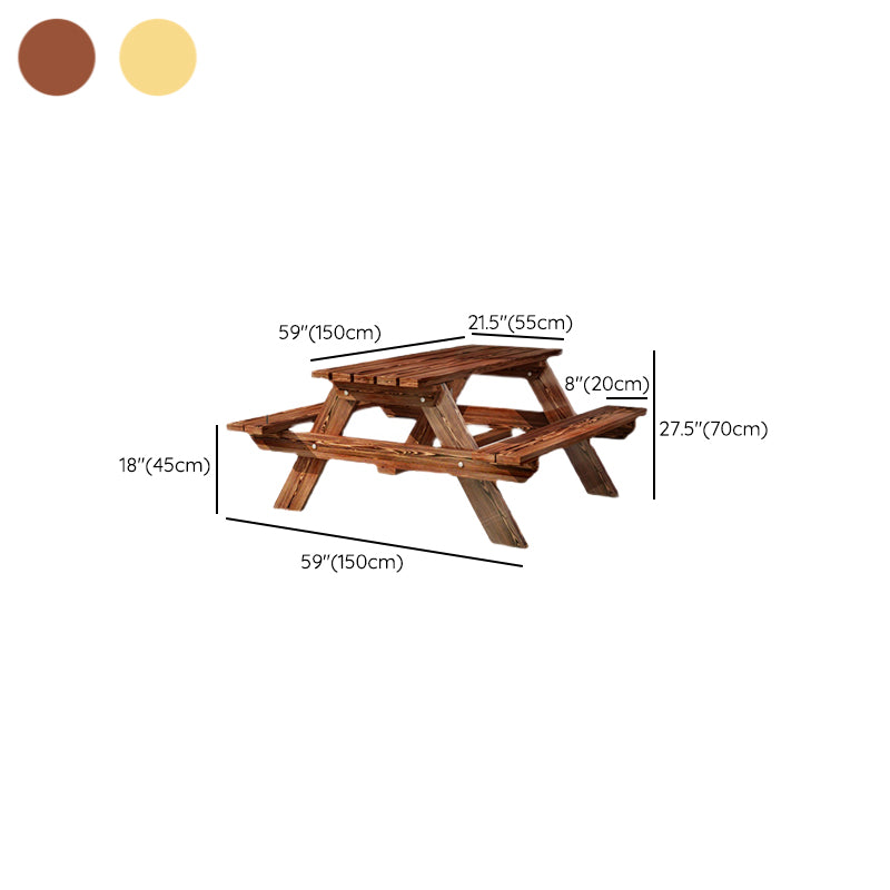 Pine Wood Modern Patio Table Set 1/3/4 Pcs Matte Finish Outdoor Dining Set