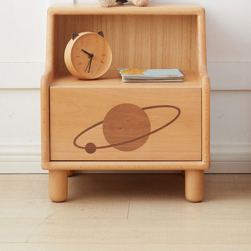 Modern Drawers Included No Theme Solid Wood Kids Bedside Table