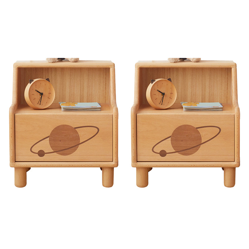 Modern Drawers Included No Theme Solid Wood Kids Bedside Table