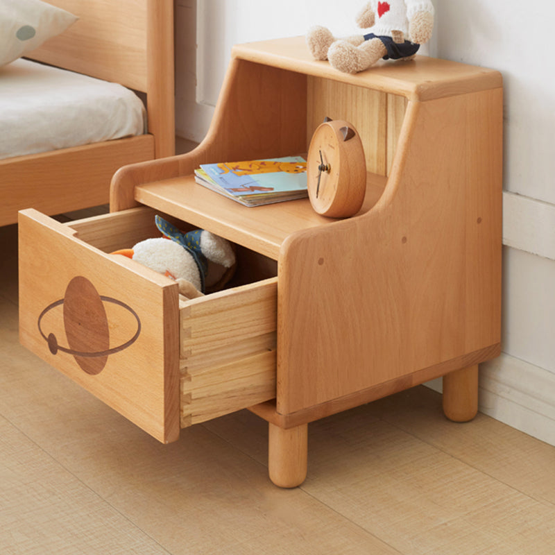 Modern Drawers Included No Theme Solid Wood Kids Bedside Table