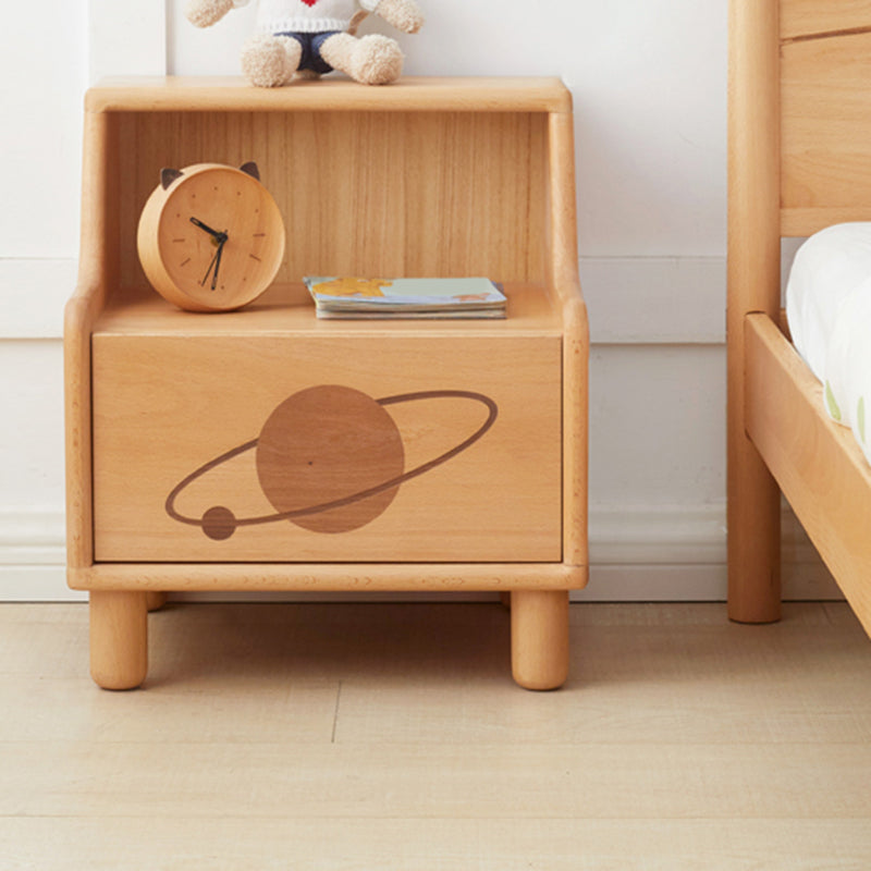 Modern Drawers Included No Theme Solid Wood Kids Bedside Table