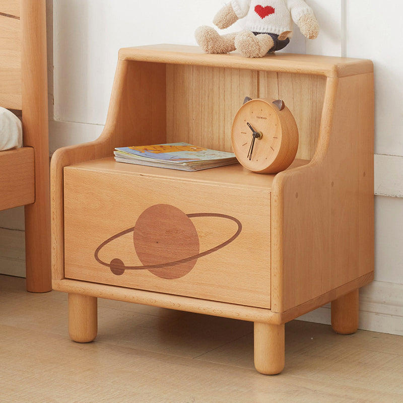 Modern Drawers Included No Theme Solid Wood Kids Bedside Table