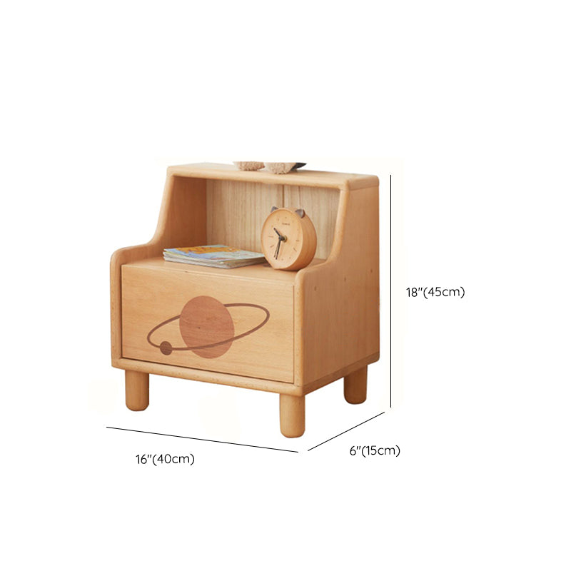 Modern Drawers Included No Theme Solid Wood Kids Bedside Table