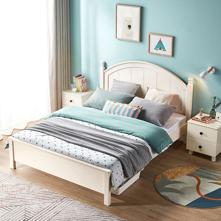 White Simple Standard Bed for Children with Mattress and Lift UP Storage