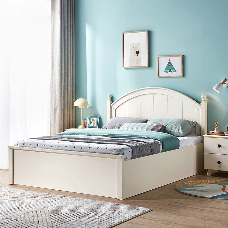 White Simple Standard Bed for Children with Mattress and Lift UP Storage