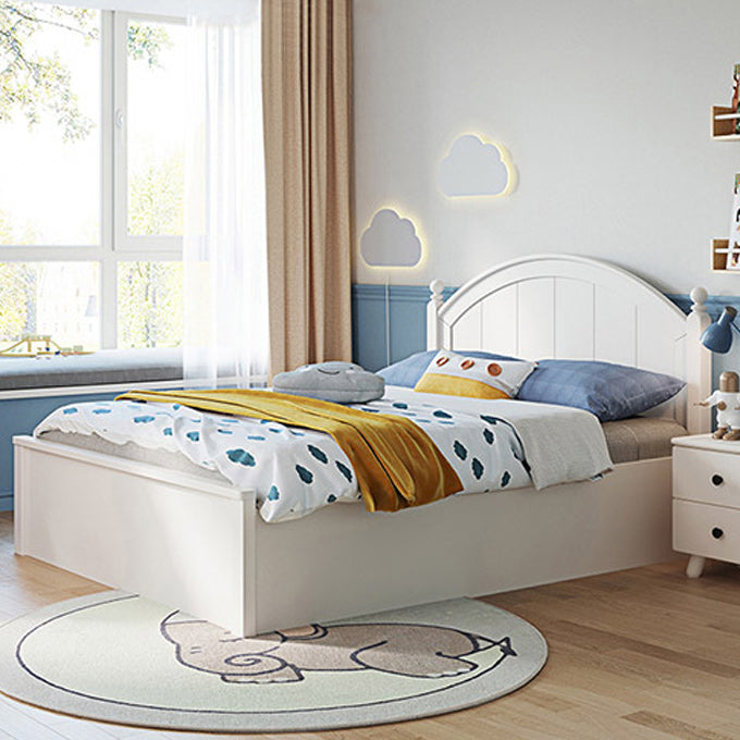 White Simple Standard Bed for Children with Mattress and Lift UP Storage