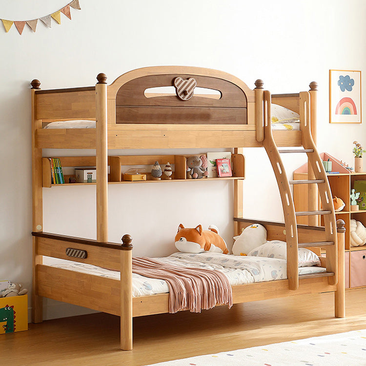 Full/Twin Size Bunk Bed Solid Wood Bed Frame for Kids with Storage