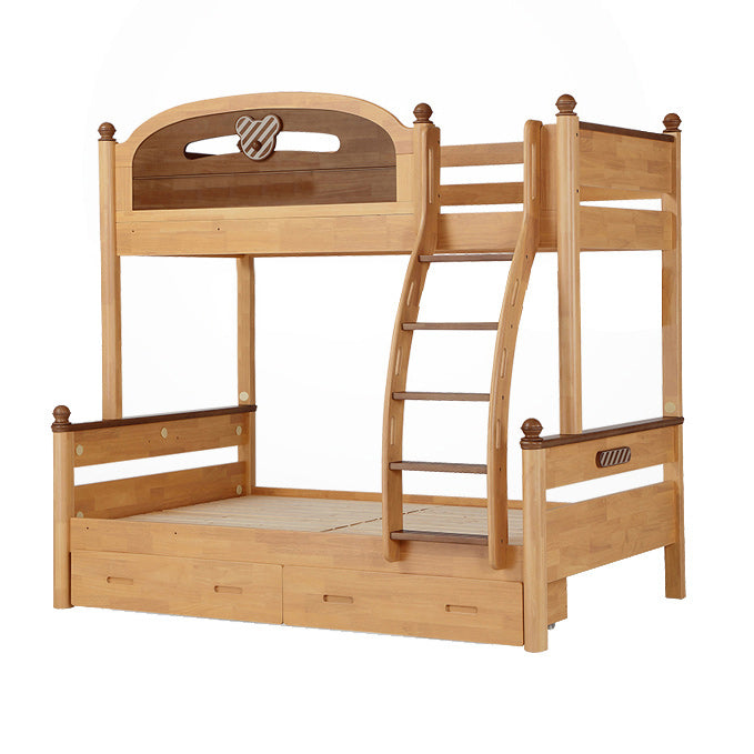 Full/Twin Size Bunk Bed Solid Wood Bed Frame for Kids with Storage