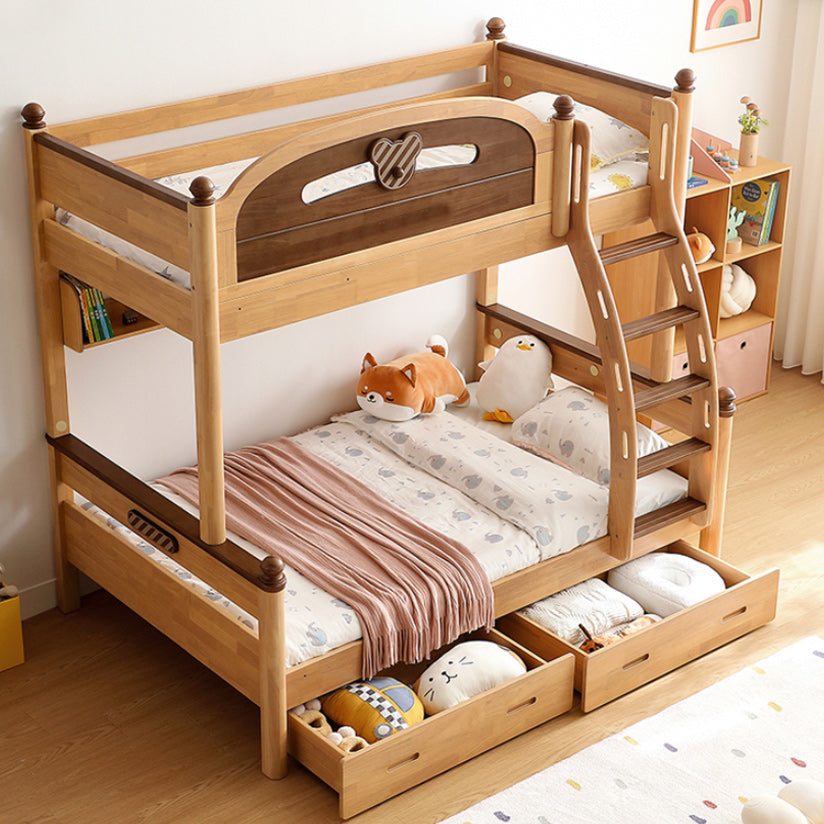 Full/Twin Size Bunk Bed Solid Wood Bed Frame for Kids with Storage