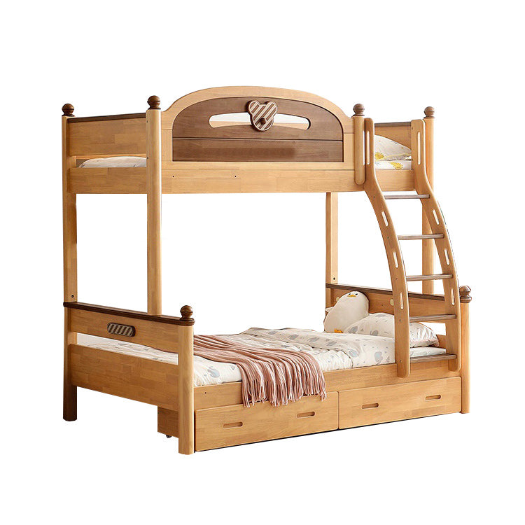 Full/Twin Size Bunk Bed Solid Wood Bed Frame for Kids with Storage