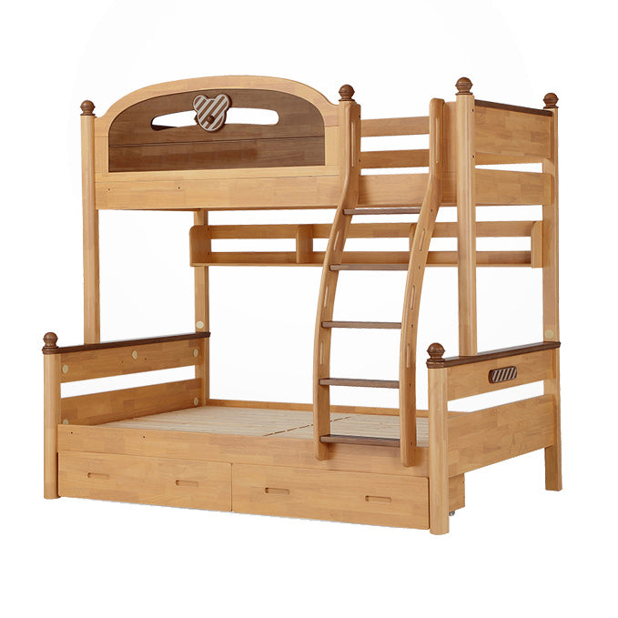 Full/Twin Size Bunk Bed Solid Wood Bed Frame for Kids with Storage