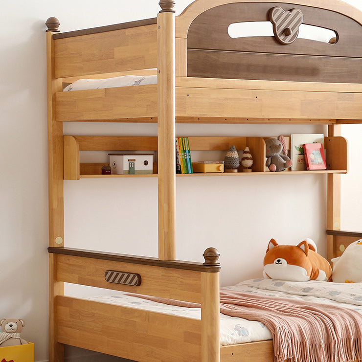 Full/Twin Size Bunk Bed Solid Wood Bed Frame for Kids with Storage