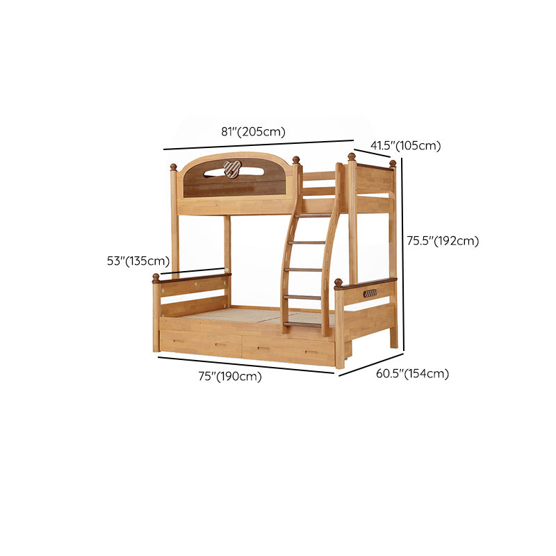 Full/Twin Size Bunk Bed Solid Wood Bed Frame for Kids with Storage