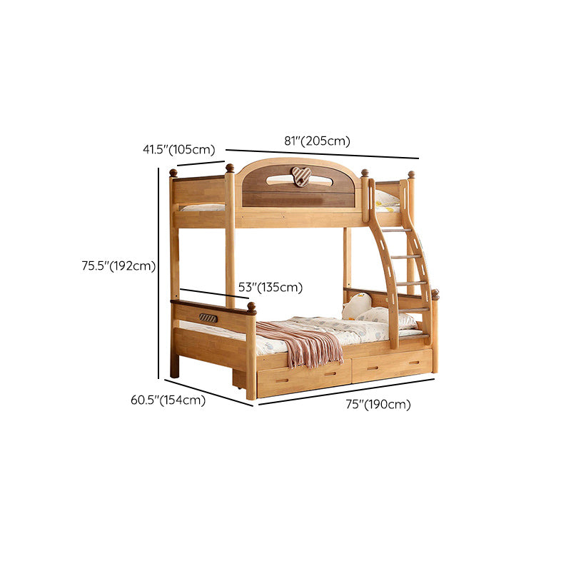 Full/Twin Size Bunk Bed Solid Wood Bed Frame for Kids with Storage