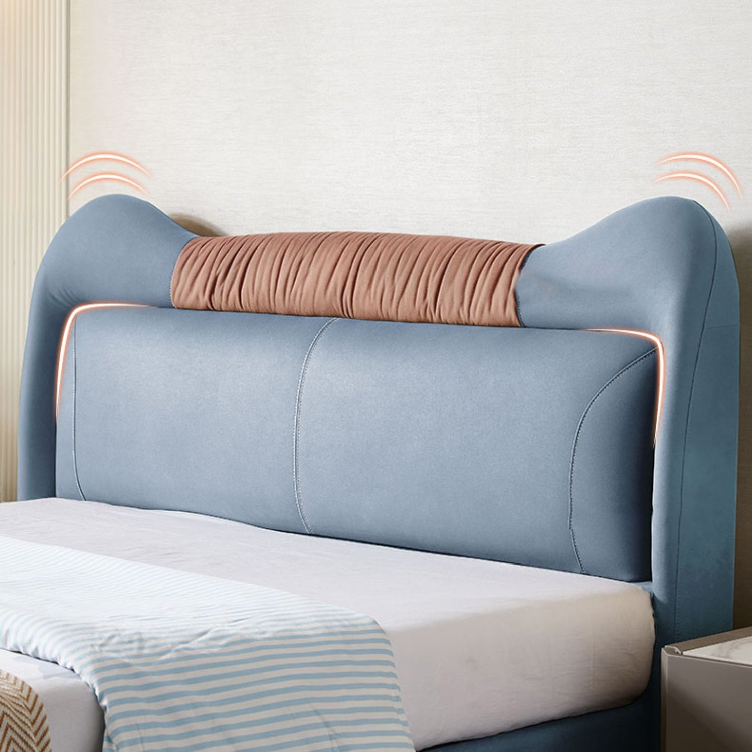 Upholstered Low Bed Frame Scandinavian Full Size Standard Bed