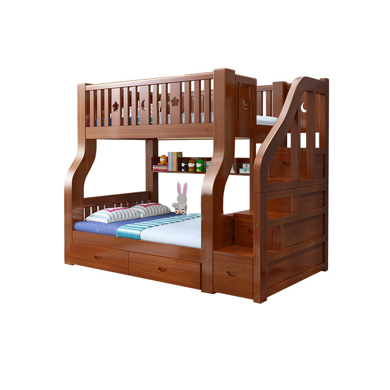 Traditional Standard Bunk Bed Twin & Single Kid's Bed with Book Shelf