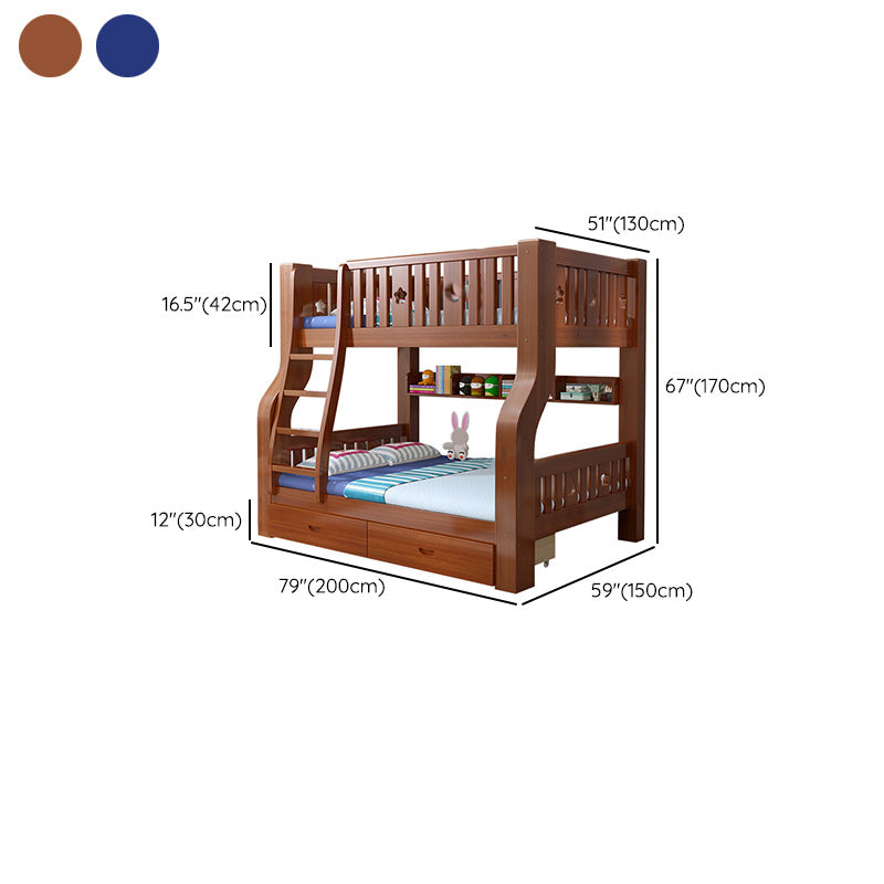 Traditional Standard Bunk Bed Twin & Single Kid's Bed with Book Shelf