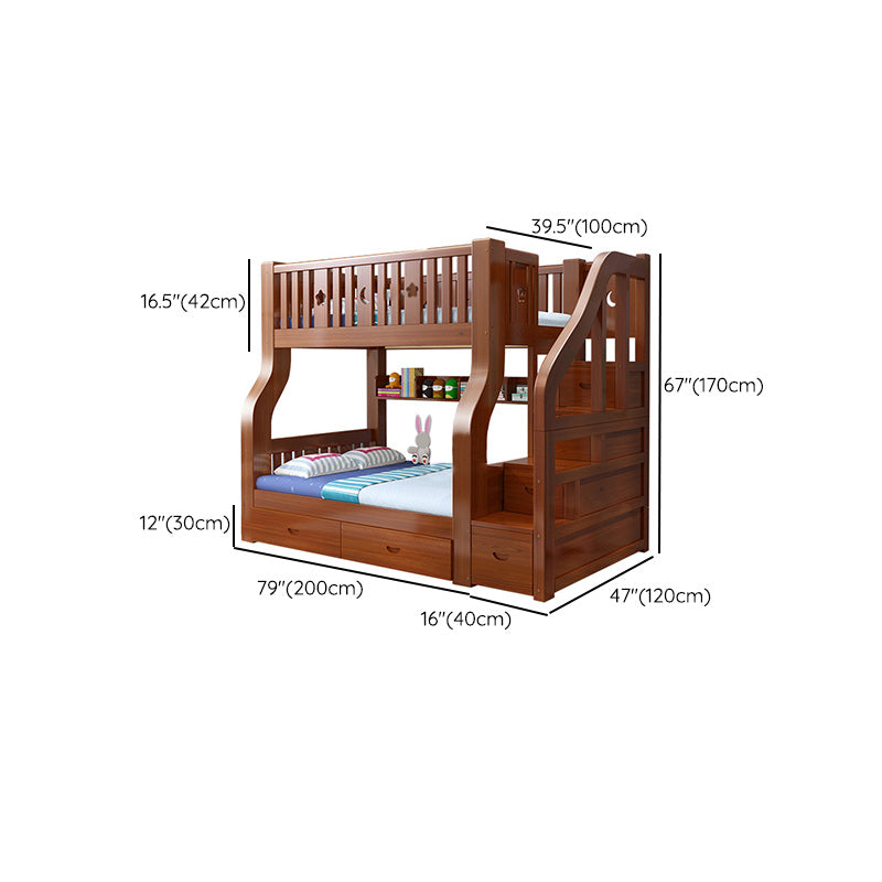 Traditional Standard Bunk Bed Twin & Single Kid's Bed with Book Shelf