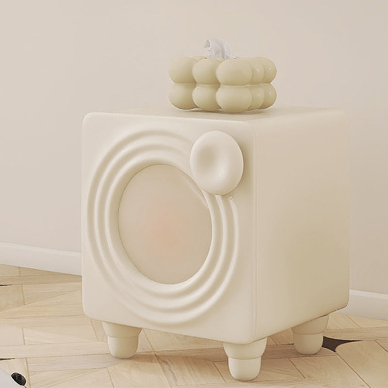 Solid Wood White Neutral Modern Kids Bedside Table with Storage