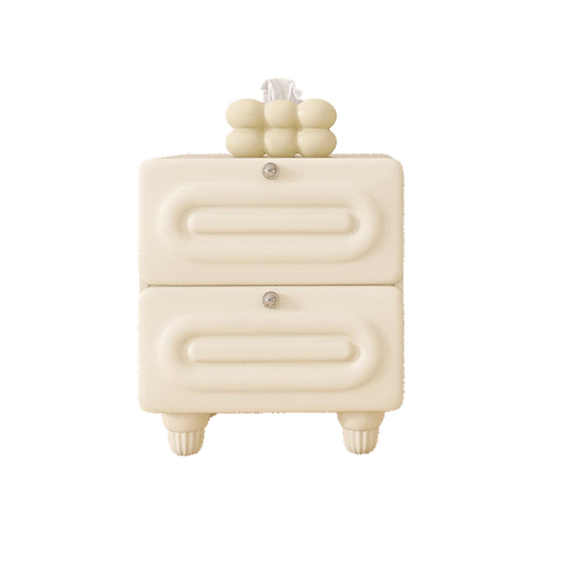 Solid Wood White Neutral Modern Kids Bedside Table with Storage