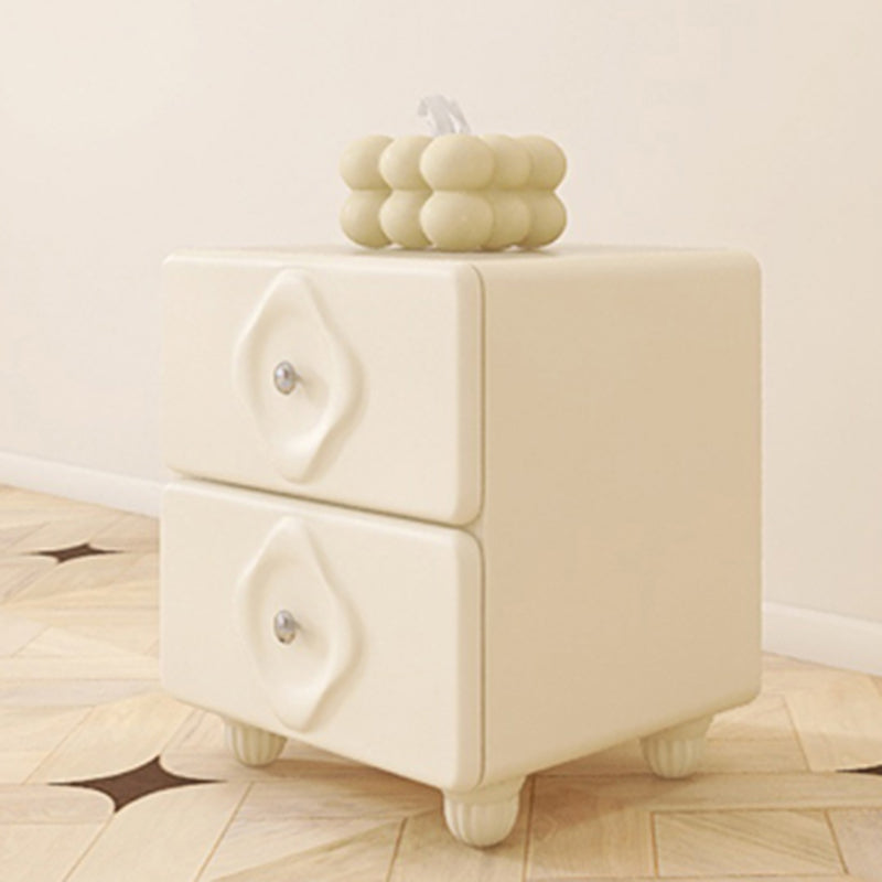 Solid Wood White Neutral Modern Kids Bedside Table with Storage