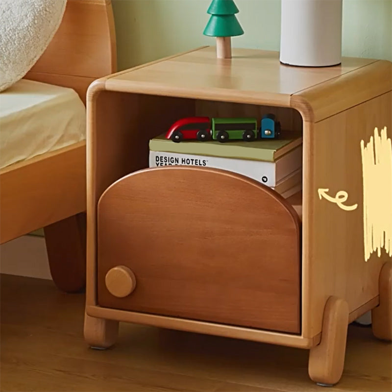 No Theme Modern Solid Wood Cabinet Included Kids Bedside Table with Storage