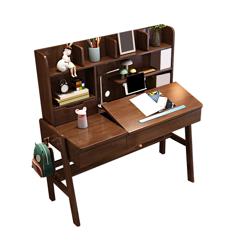 Writing Desk with Storage Drawer Solid Wood Multifunctional Lifting Home Study Desk