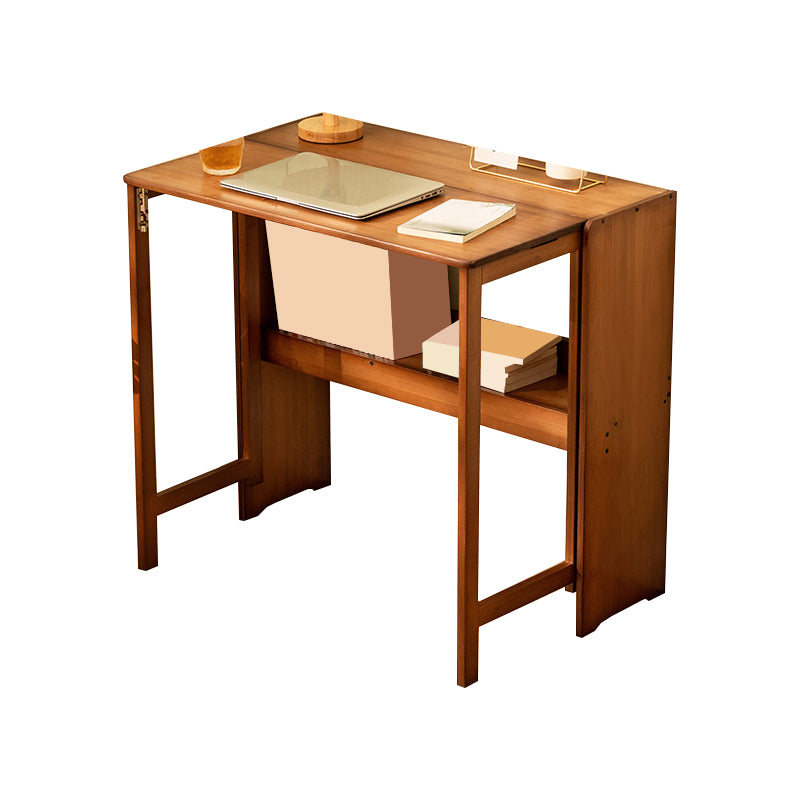 Computer Desk with Storage Shelves Bamboo Foldable Home Writing Desk