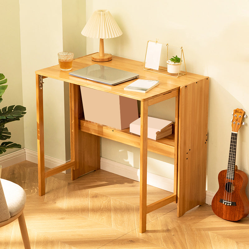 Computer Desk with Storage Shelves Bamboo Foldable Home Writing Desk