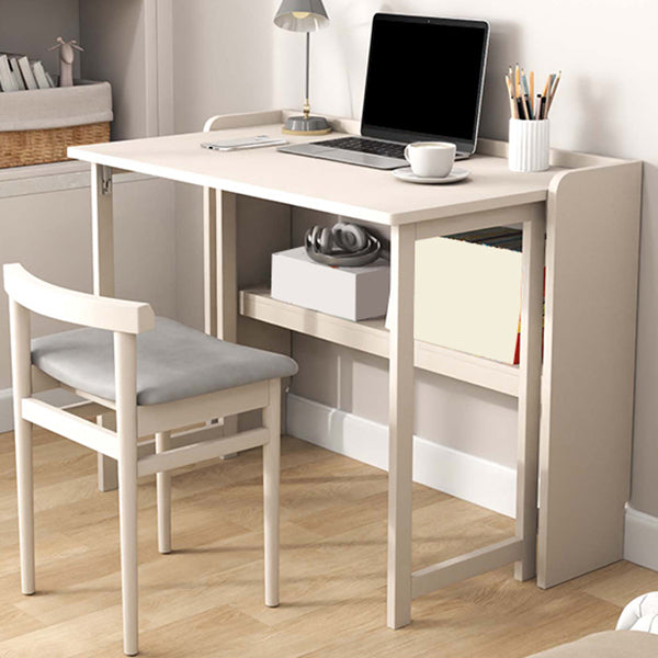 Writing Desk Solid Wood Desk and Chair Home Foldable with Storage Shelves