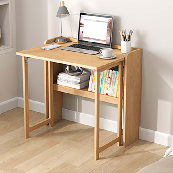 Writing Desk Solid Wood Desk and Chair Home Foldable with Storage Shelves