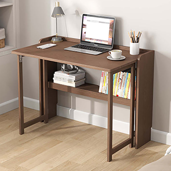 Writing Desk Solid Wood Desk and Chair Home Foldable with Storage Shelves