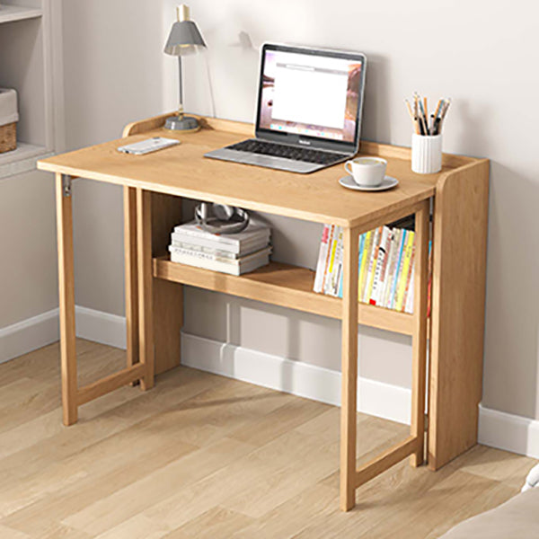 Writing Desk Solid Wood Desk and Chair Home Foldable with Storage Shelves