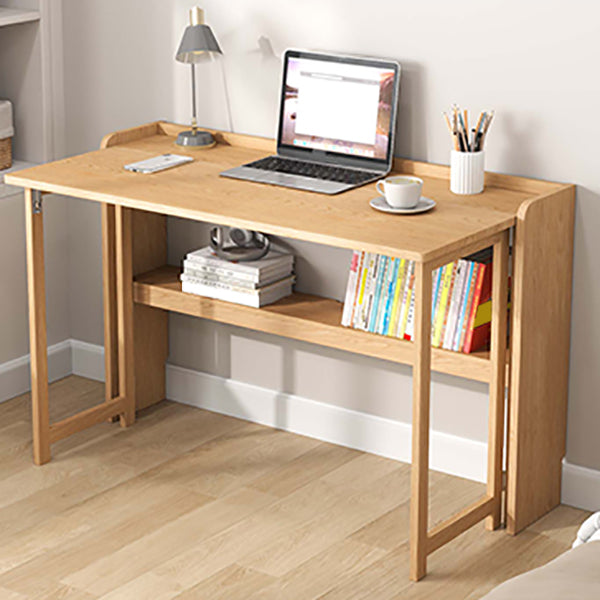 Writing Desk Solid Wood Desk and Chair Home Foldable with Storage Shelves