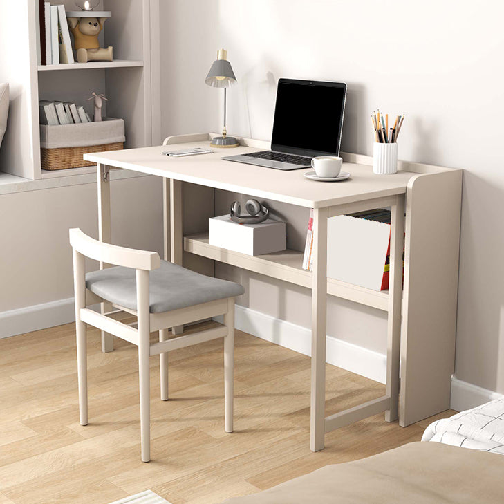 Writing Desk Solid Wood Desk and Chair Home Foldable with Storage Shelves