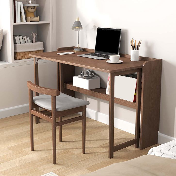 Writing Desk Solid Wood Desk and Chair Home Foldable with Storage Shelves